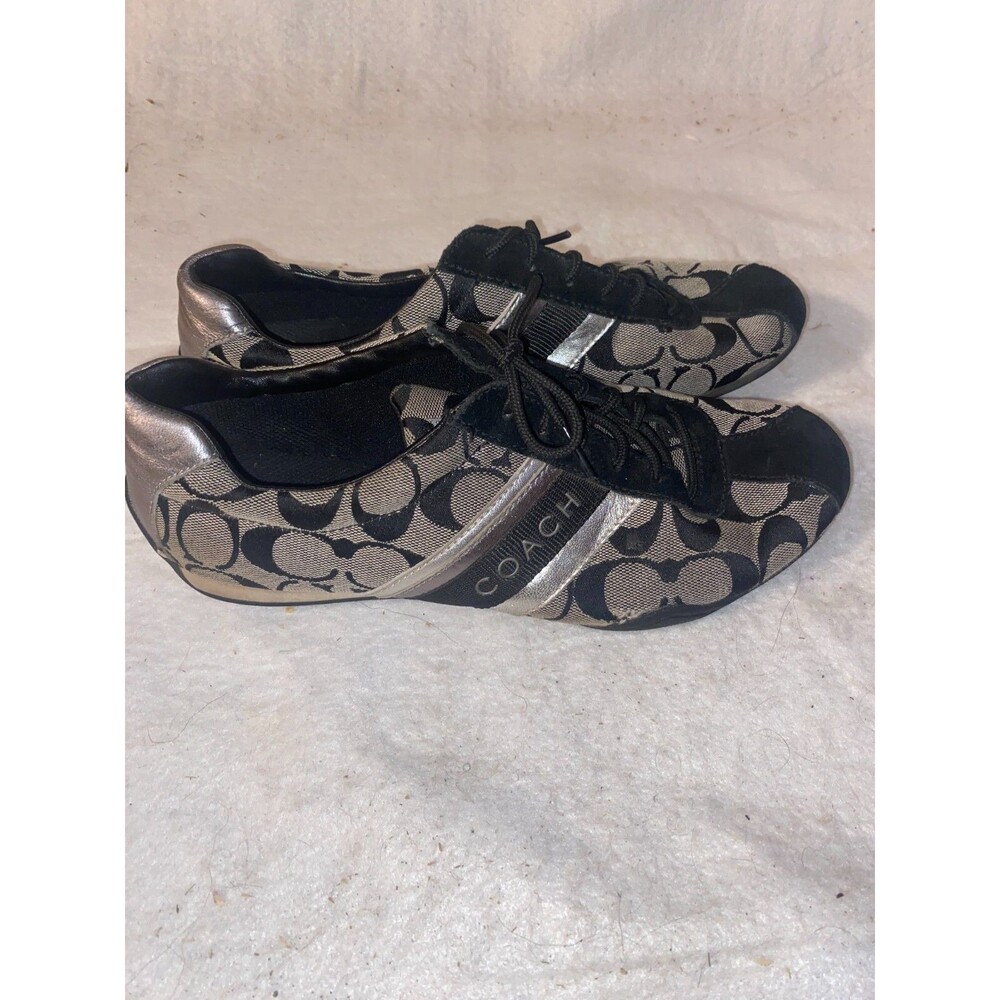 Coach Sneakers Womens 9M Black Jayme Canvas Lace Up Casual Comfort Shoes